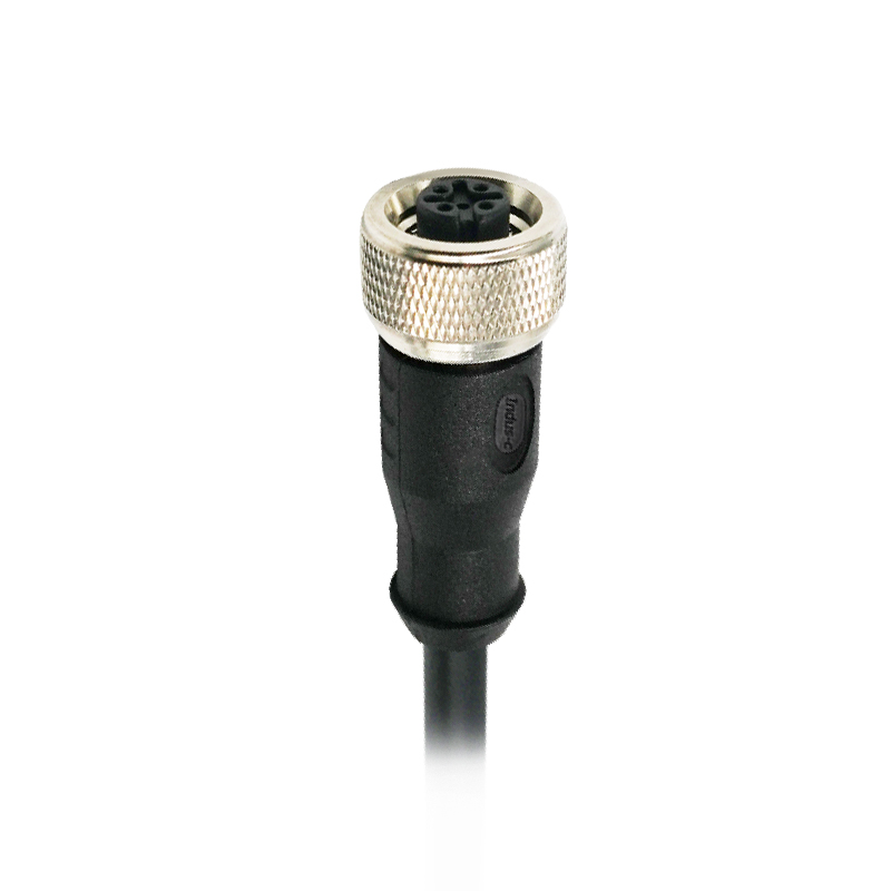 Push-pull m12 3pins A code female straight molded cable,unshielded,PVC,-40°C~+105°C,22AWG 0.34mm²,brass with nickel plated screw